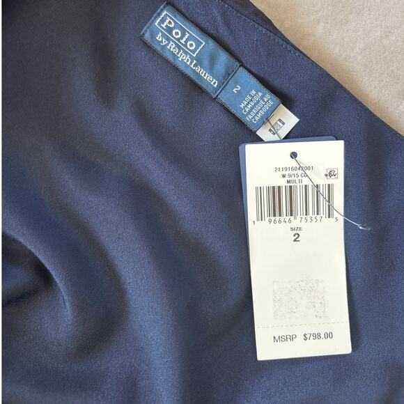 NWT-POLO RALPH LAUREN Black Watch Plaid Georgette Gown  Size 2 - Picture 5 of 7